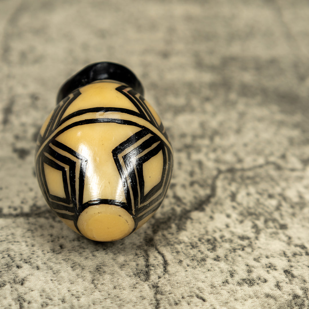 Etched Black And White Vase Tagua Carving