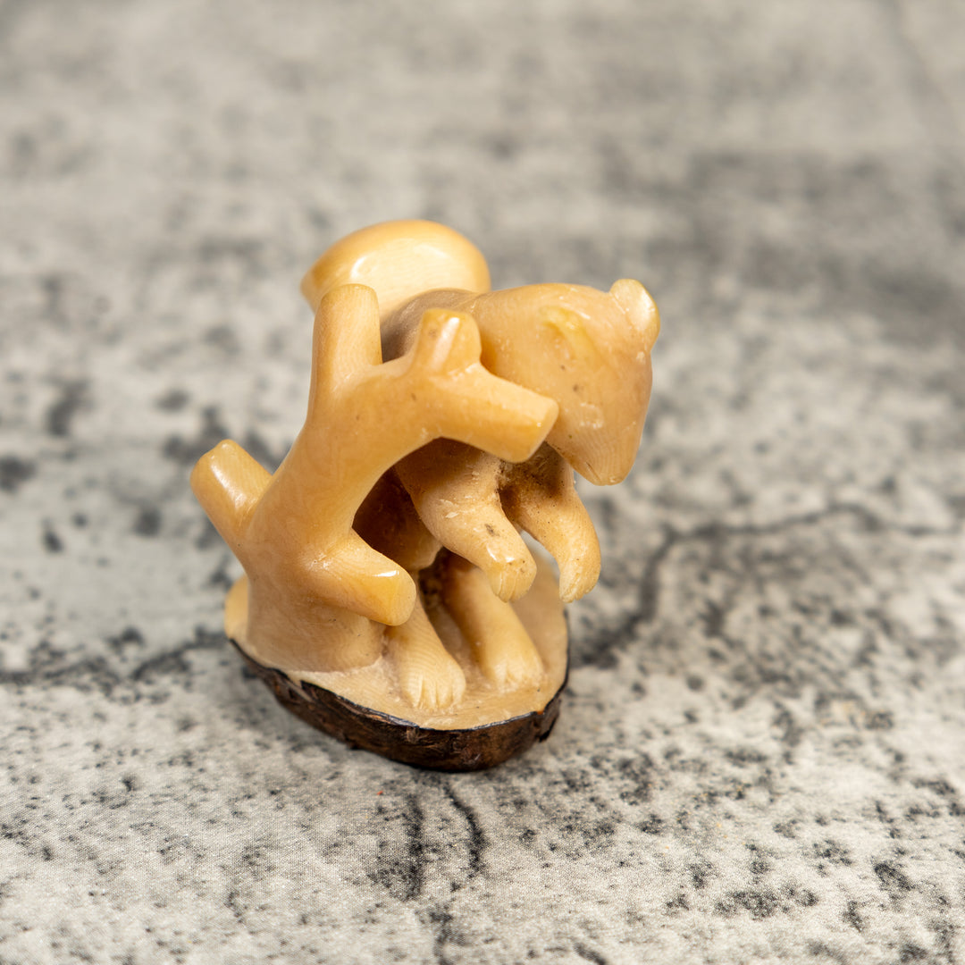 Vintage Natural White Squirrel Tagua Carving