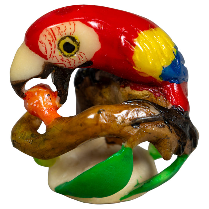 Red Yellow And Blue Macaw Parrot Bird Tagua Carving