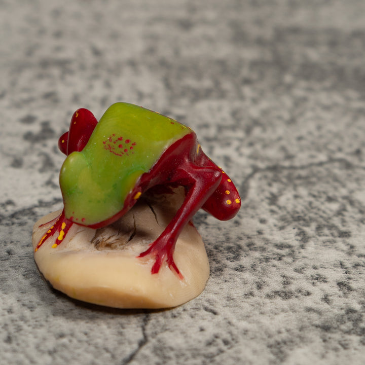Vintage Green And Red Undercut Poison Dart Frog Tagua Carving
