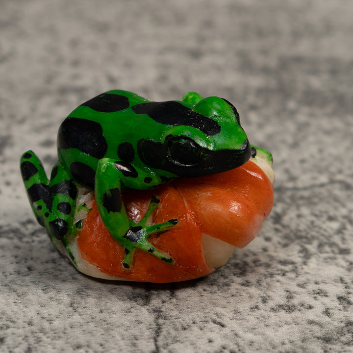 Black Geen And Orange Poison Dart Frog Tagua Carving