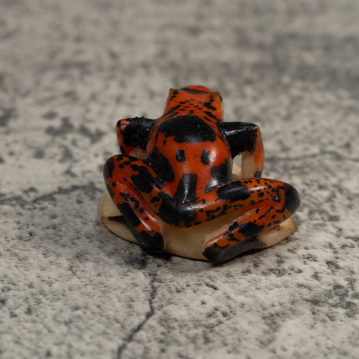 Vintage Black And Red Poison Dart Frog Tagua Carving