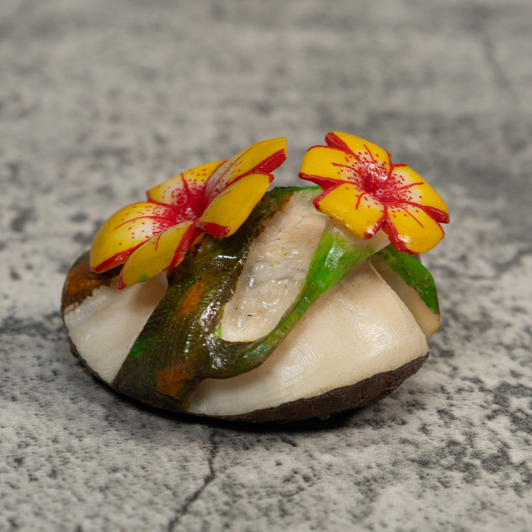 Double Red And Yellow Foliage Flower Tagua Carving