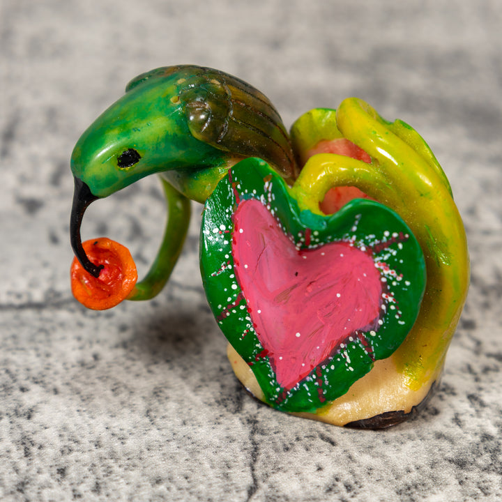 Hummingbird With Flower Tagua Carving