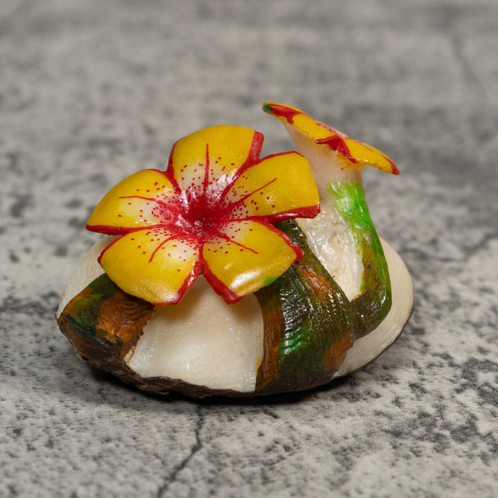 Double Red And Yellow Foliage Flower Tagua Carving