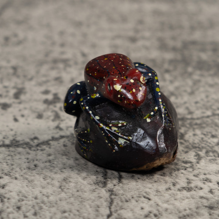 Vintage Black Yellow And Red Poison Dart Frog Tagua Carving