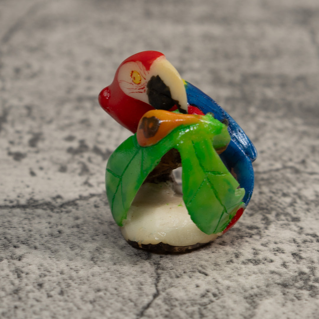 Red Blue And Yellow Macaw Parrot Bird Tagua Carving