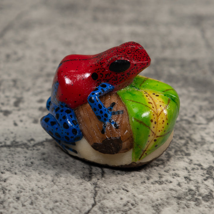 Red And Blue Poison Dart Frog Tagua Carving