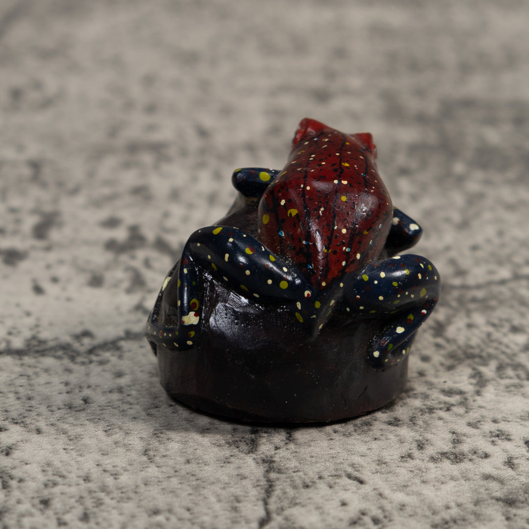Vintage Black Yellow And Red Poison Dart Frog Tagua Carving