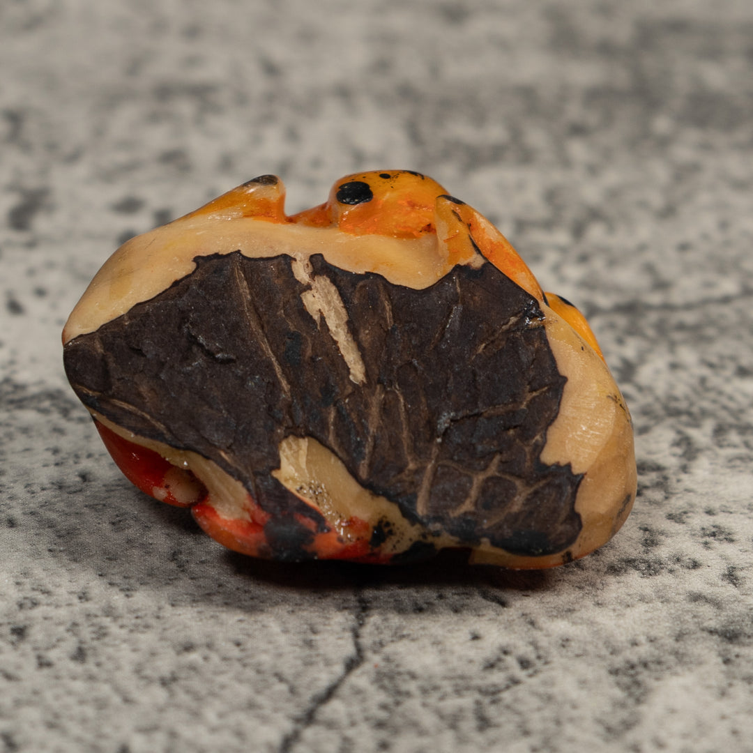 Double Gold And Red Frog Tagua Carving