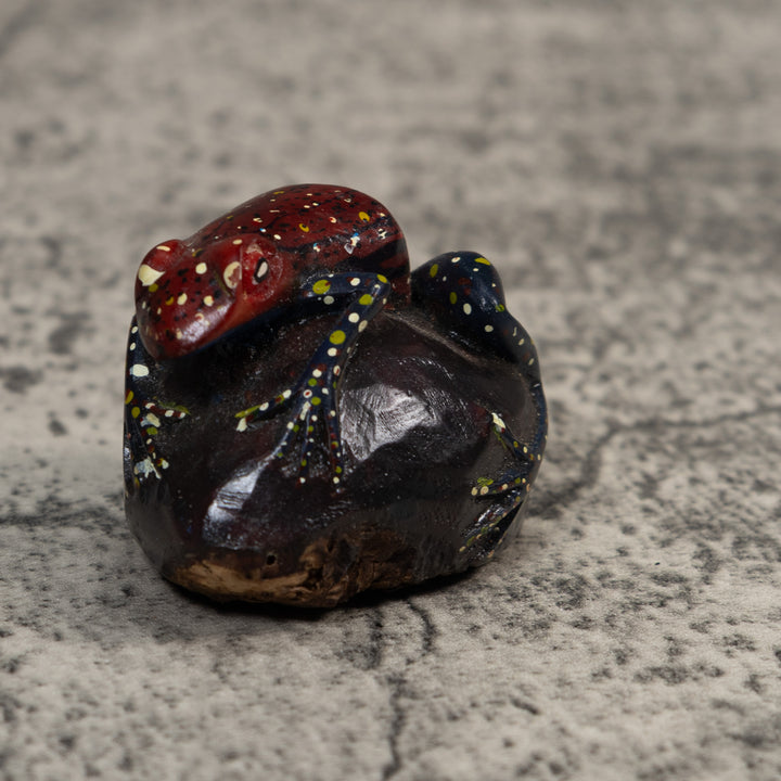 Vintage Black Yellow And Red Poison Dart Frog Tagua Carving