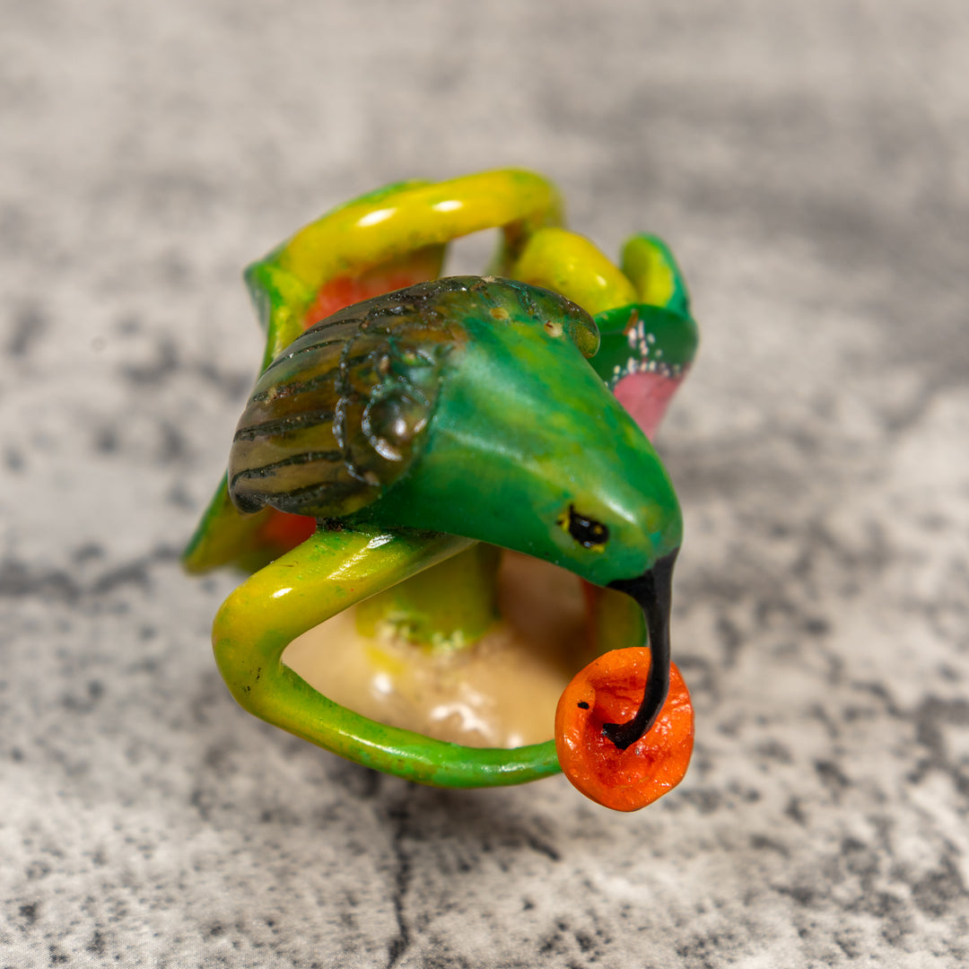 Hummingbird With Flower Tagua Carving