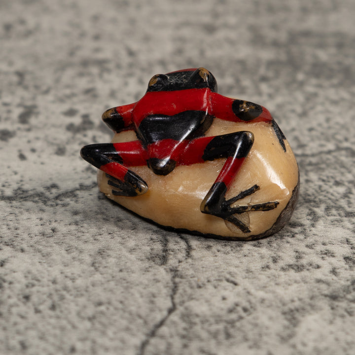 Red And Black Poison Dart Frog Tagua Carving