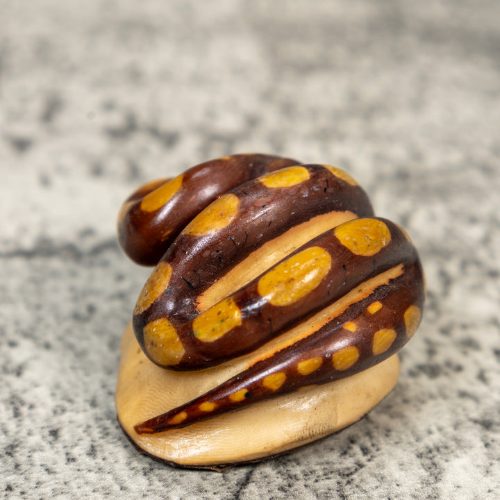 Vintage Brown And Yellow Snake Tagua Carving