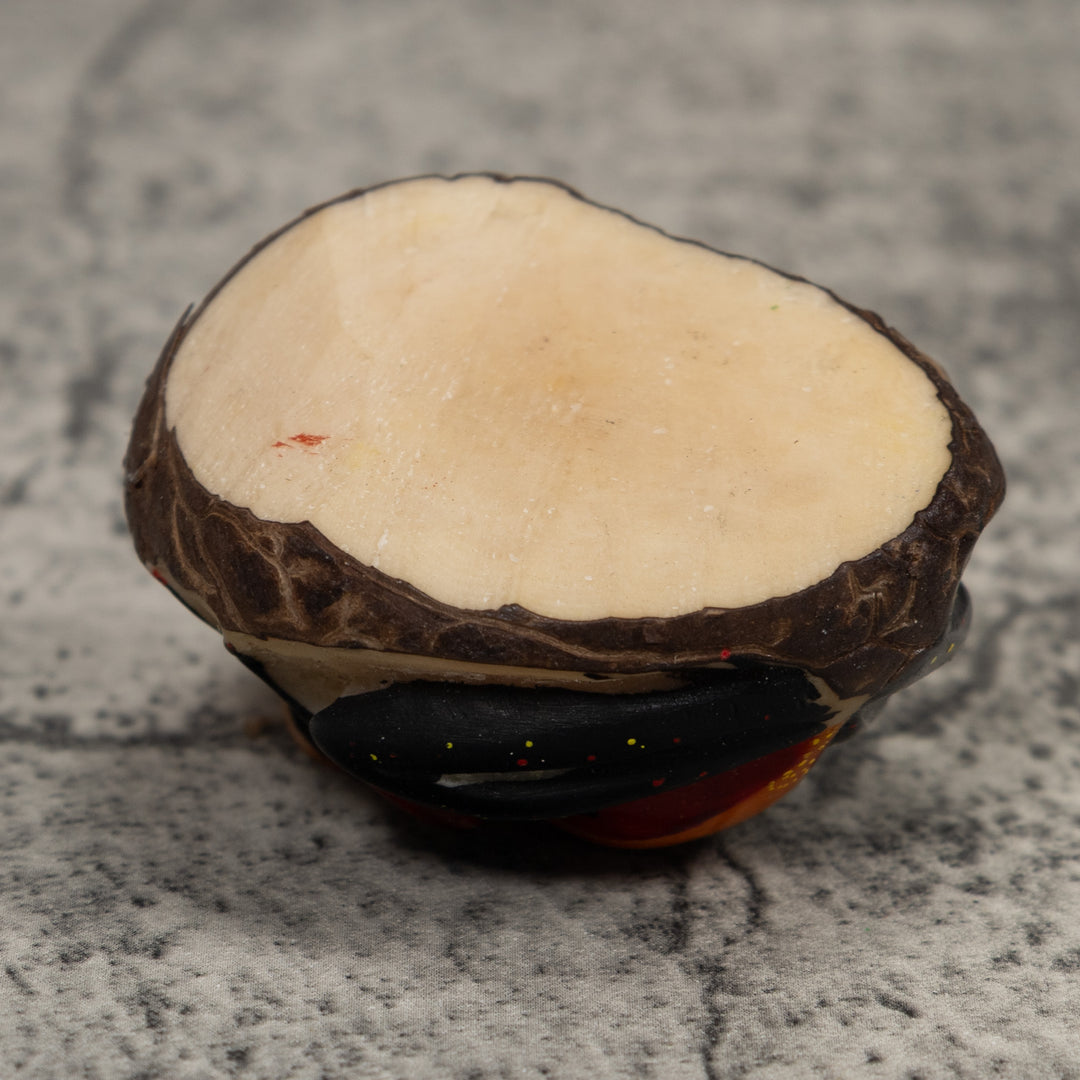 Vintage Orange And Black Frog Tagua Carving