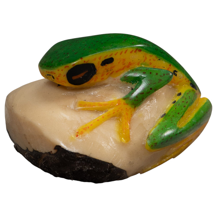Vintage Green And Yellow Poison Dart Frog Tagua Carving
