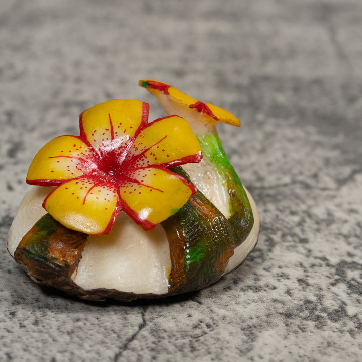 Double Red And Yellow Foliage Flower Tagua Carving