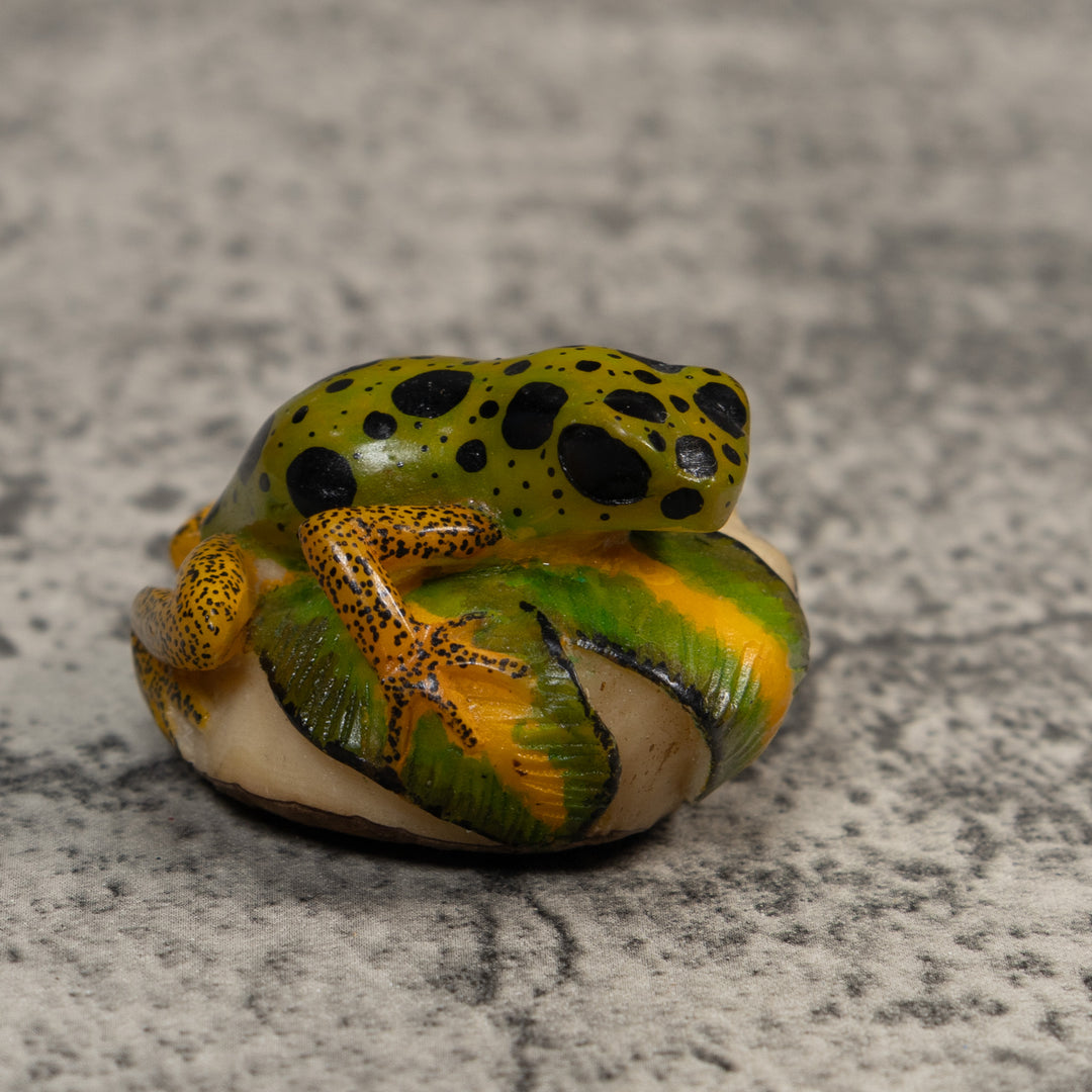 Gold Green And Black Poison Dart Frog Tagua Carving