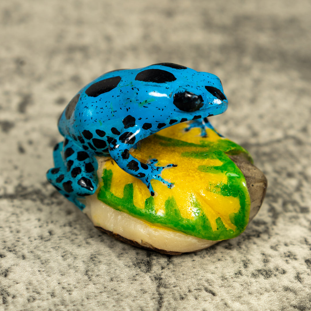 Blue And Black Poison Dart Frog Tagua Carving