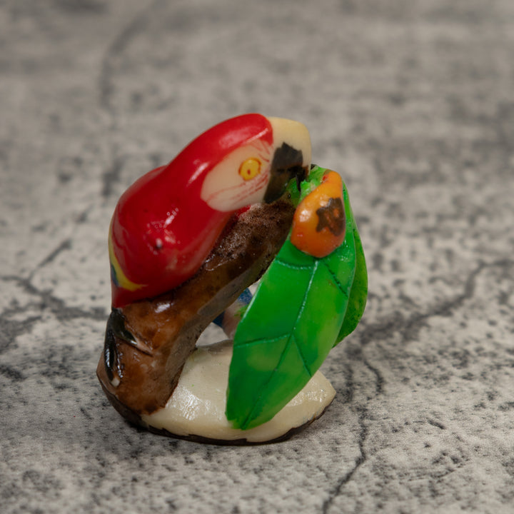 Red Blue And Yellow Macaw Parrot Bird Tagua Carving