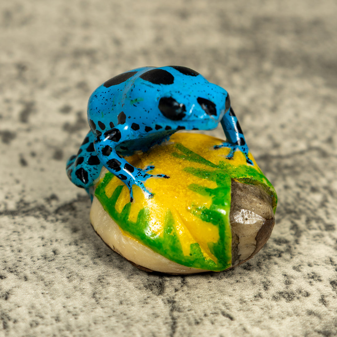 Blue And Black Poison Dart Frog Tagua Carving