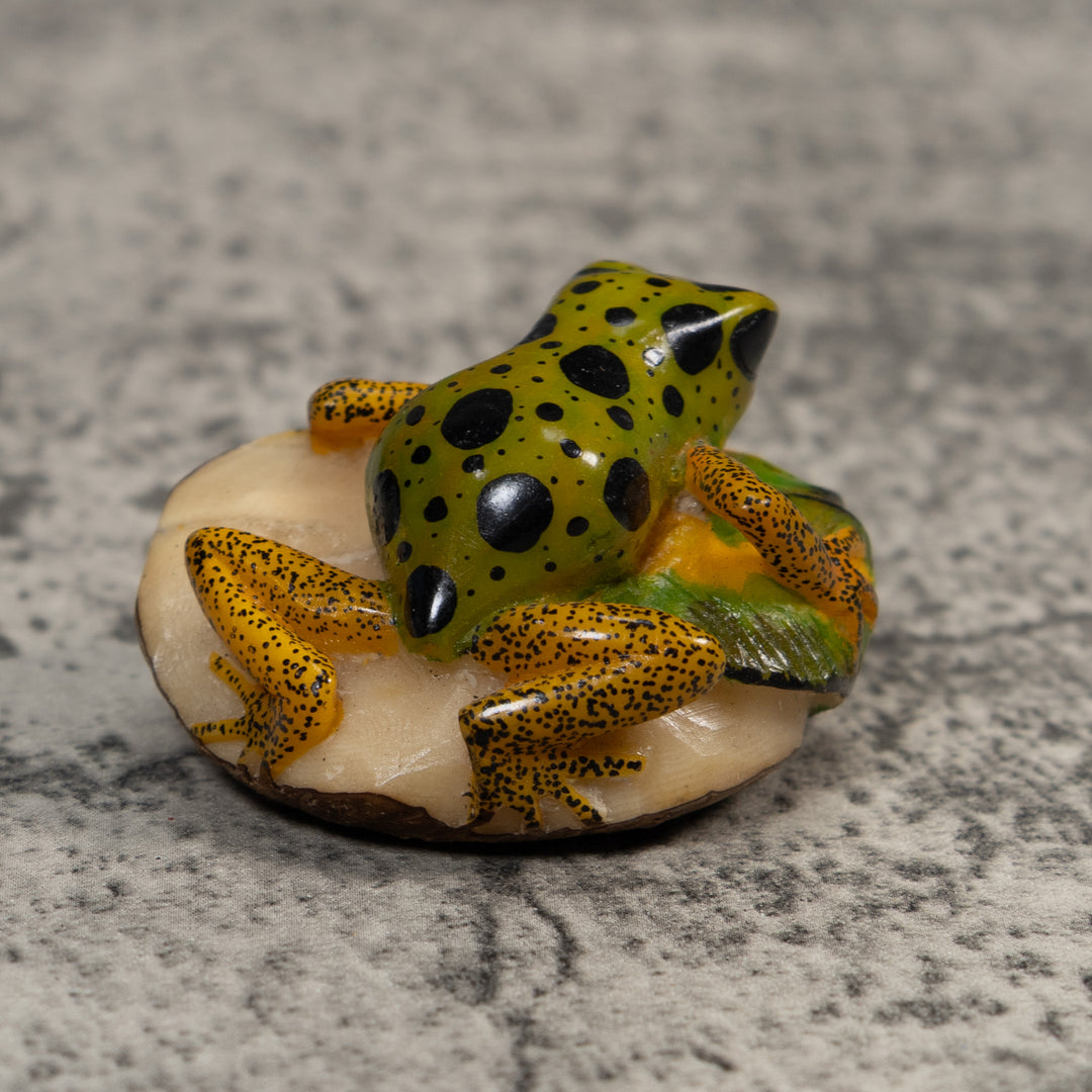 Gold Green And Black Poison Dart Frog Tagua Carving