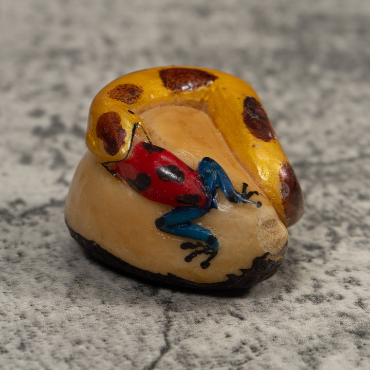 Vintage Snake Eating A Frog Tagua Carving