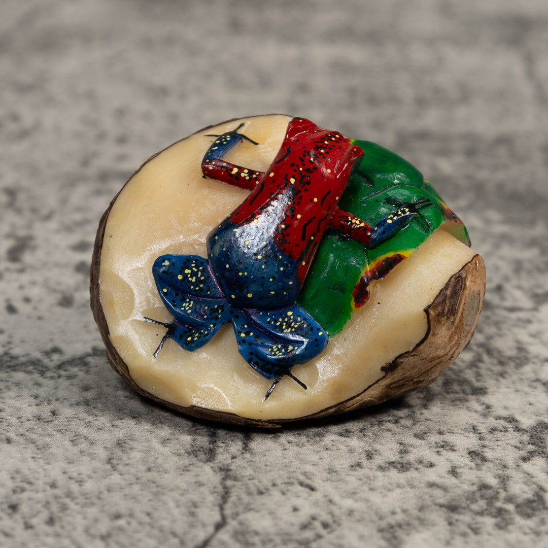 Red Blue And Green Poison Dart Frog Tagua Carving