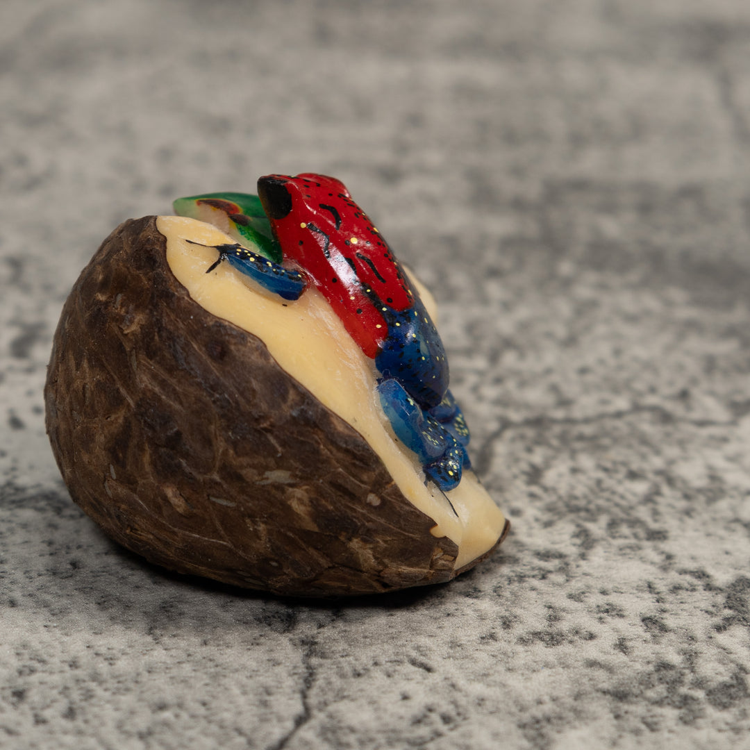 Red Blue And Green Poison Dart Frog Tagua Carving