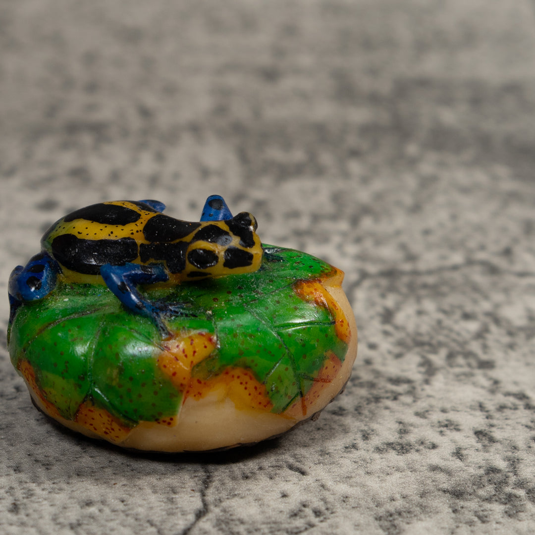 Black Blue And Yellow Poison Dart Frog Tagua Carving