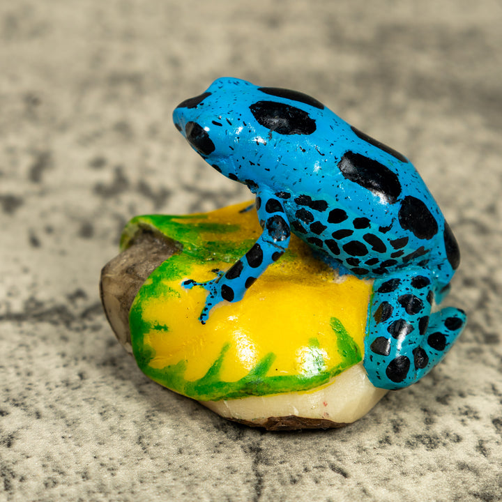 Blue And Black Poison Dart Frog Tagua Carving