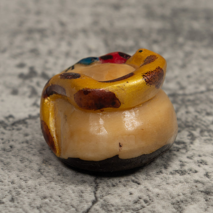 Vintage Snake Eating A Frog Tagua Carving