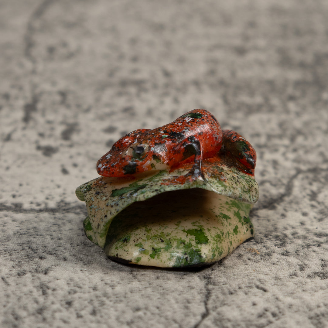 Vintage Black And Red Sprinkled Poison Dart Frog Tagua Carving