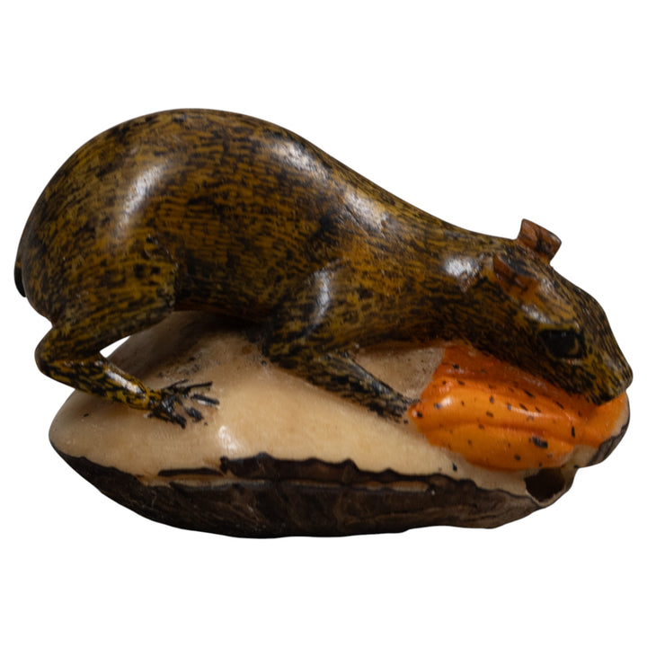 Brown Neque Agouti Eating Lunch Tagua Carving