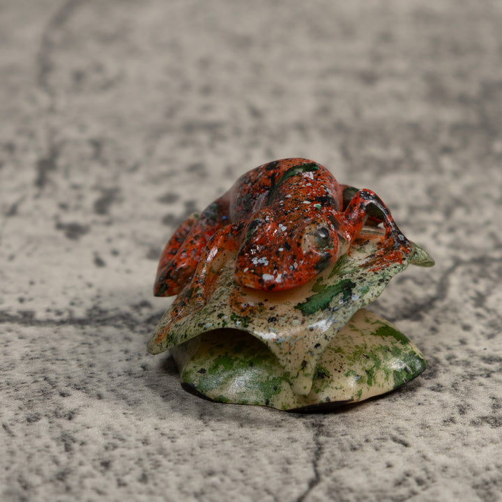 Vintage Black And Red Sprinkled Poison Dart Frog Tagua Carving