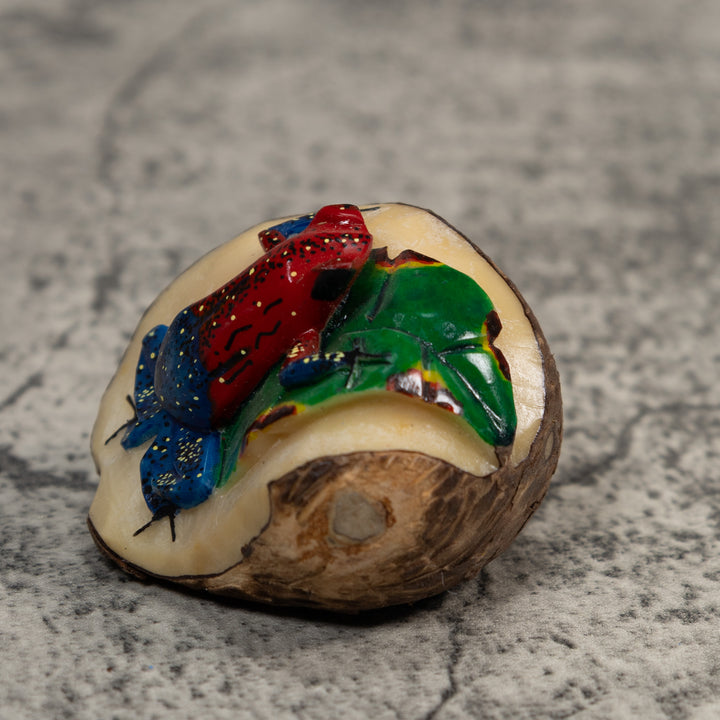 Red Blue And Green Poison Dart Frog Tagua Carving