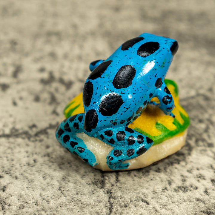 Blue And Black Poison Dart Frog Tagua Carving