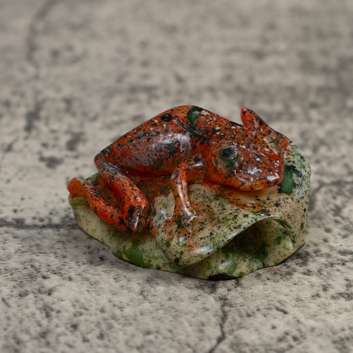 Vintage Black And Red Sprinkled Poison Dart Frog Tagua Carving