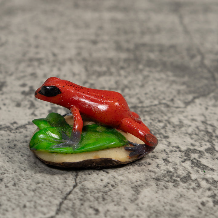 Red And Blsck-Eyed Poison Dart Frog Tagua Carving