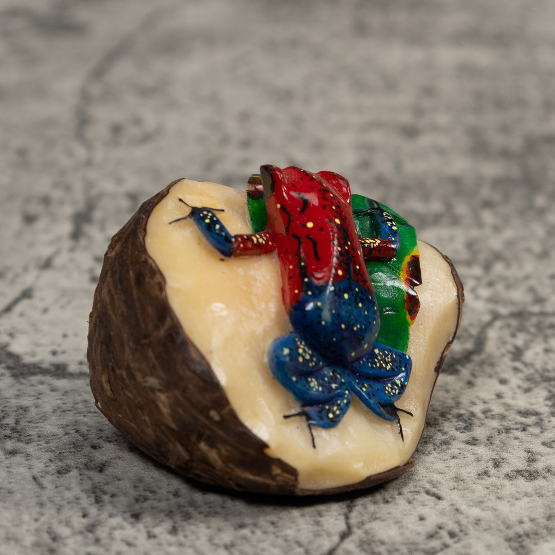 Red Blue And Green Poison Dart Frog Tagua Carving