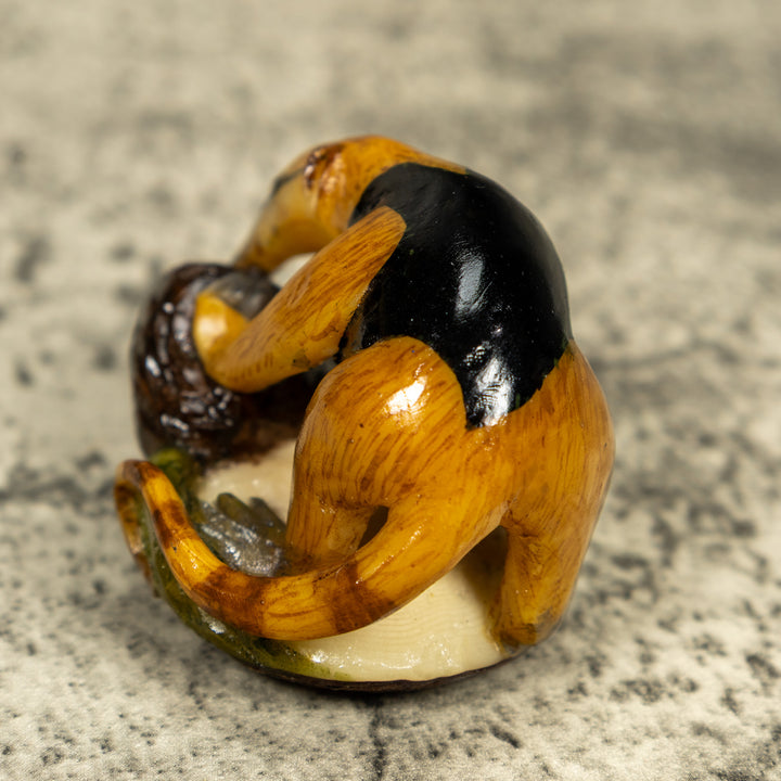 Brown And Black Anteater With Termit Nest Tagua Carving