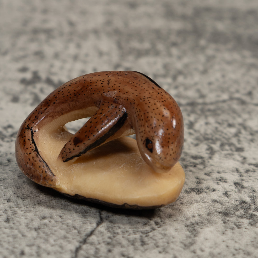 Vintage Brown Dolphin Tagua Carving