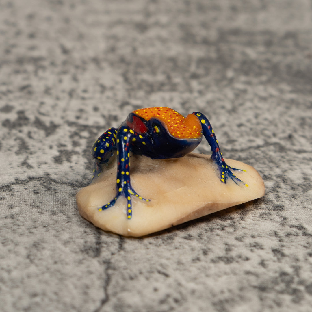 Black Orange And Yellow Poison Dart Frog Tagua Carving