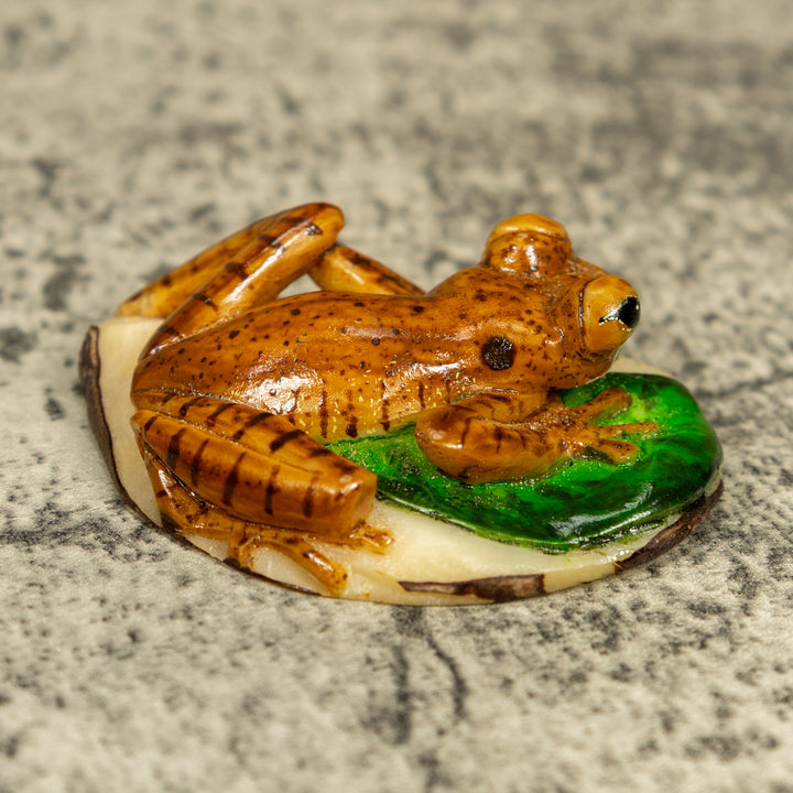 Brown And Black Poison Dart Frog Tagua Carving