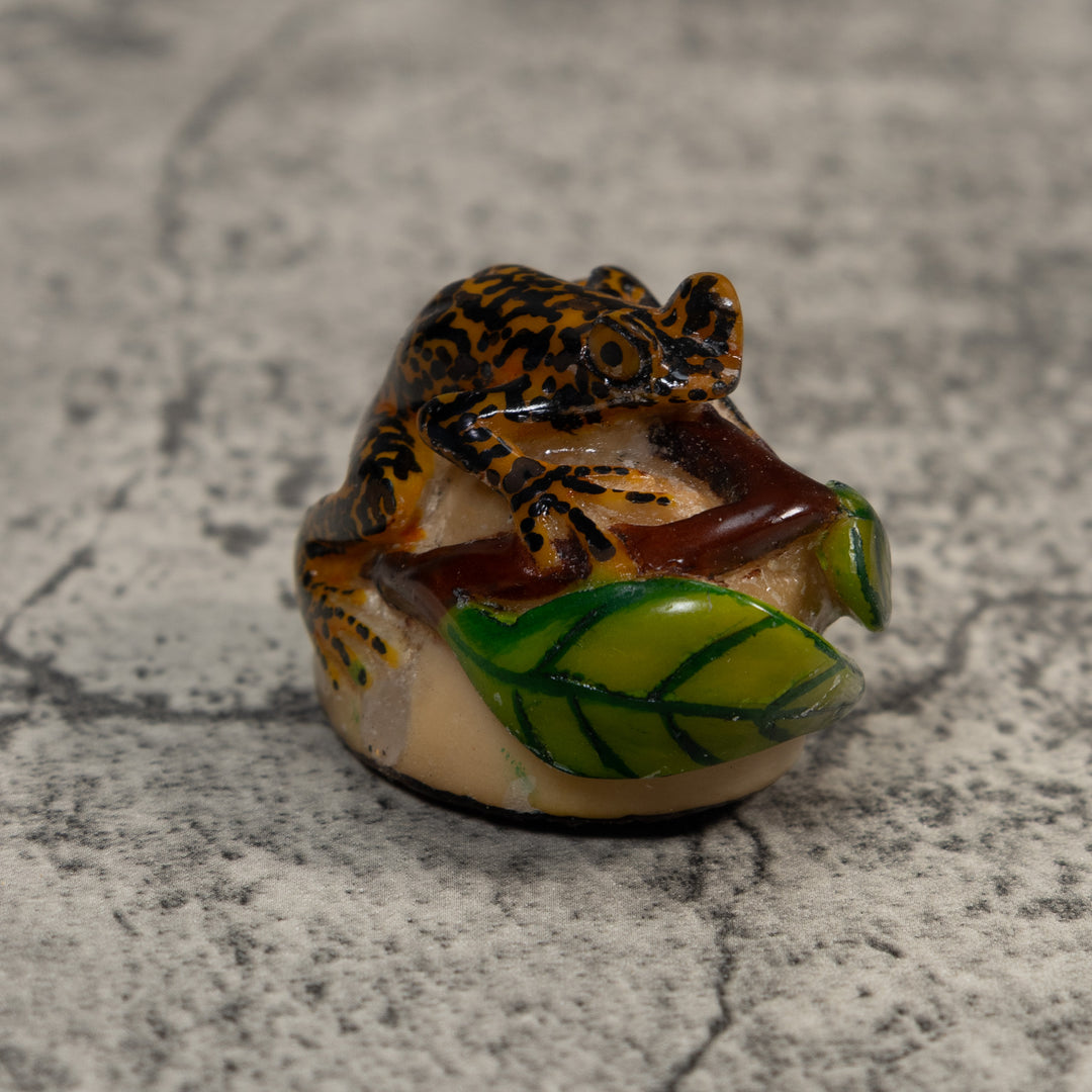 Black Gold And Green Poison Dart Frog Tagua Carving