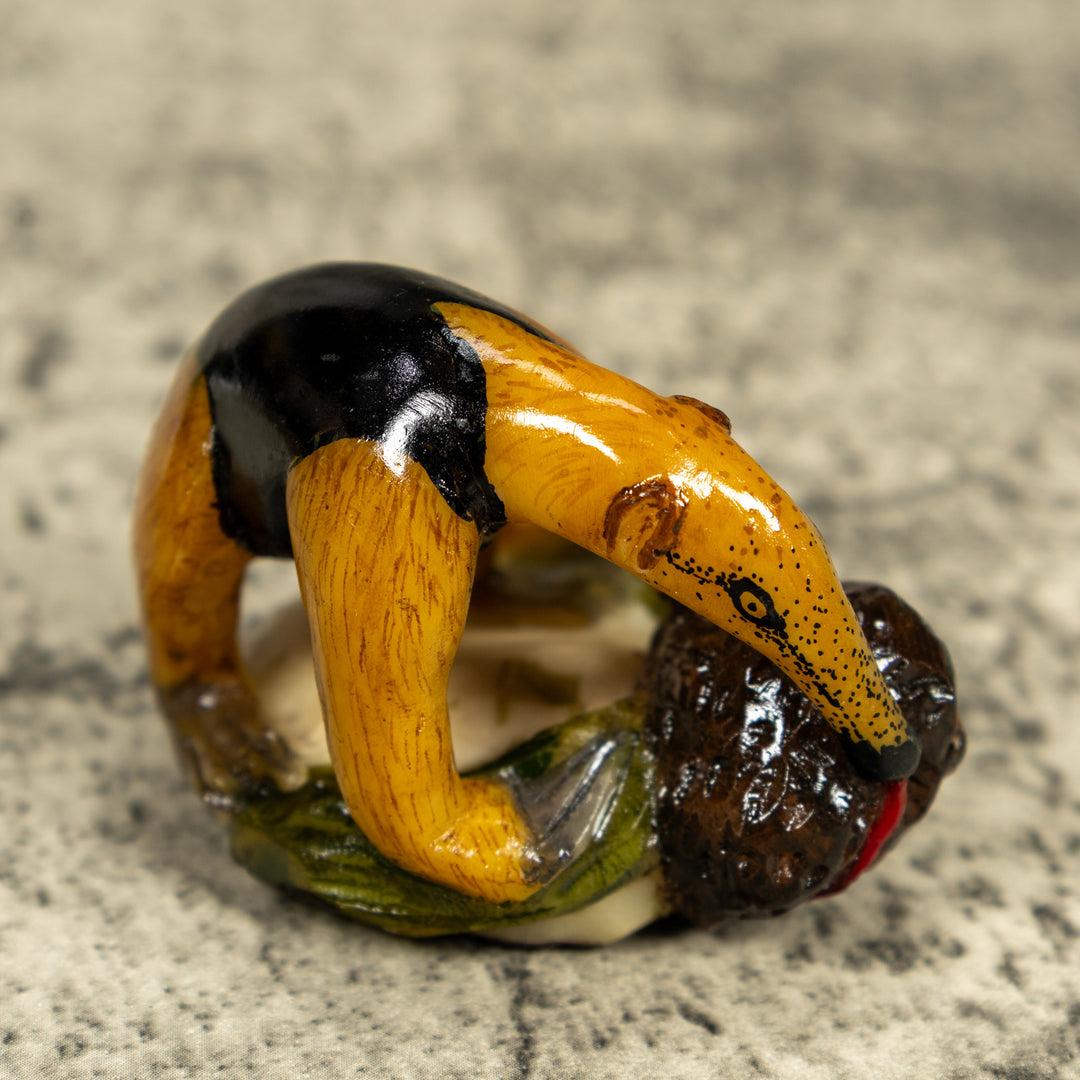 Brown And Black Anteater With Termit Nest Tagua Carving