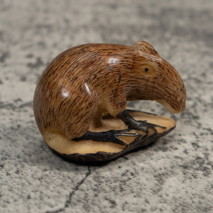 Vintage Brown And Black Neque Agouti Tagua Carving