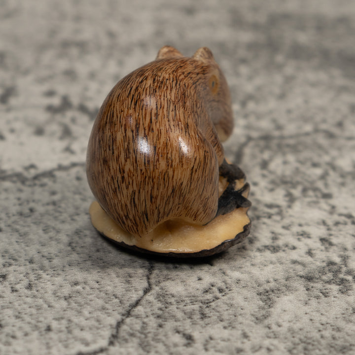 Vintage Brown And Black Neque Agouti Tagua Carving