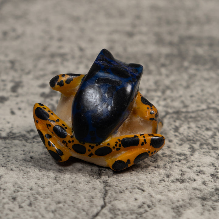 Vintage Blue And Orange Poison Dart Frog Tagua Carving