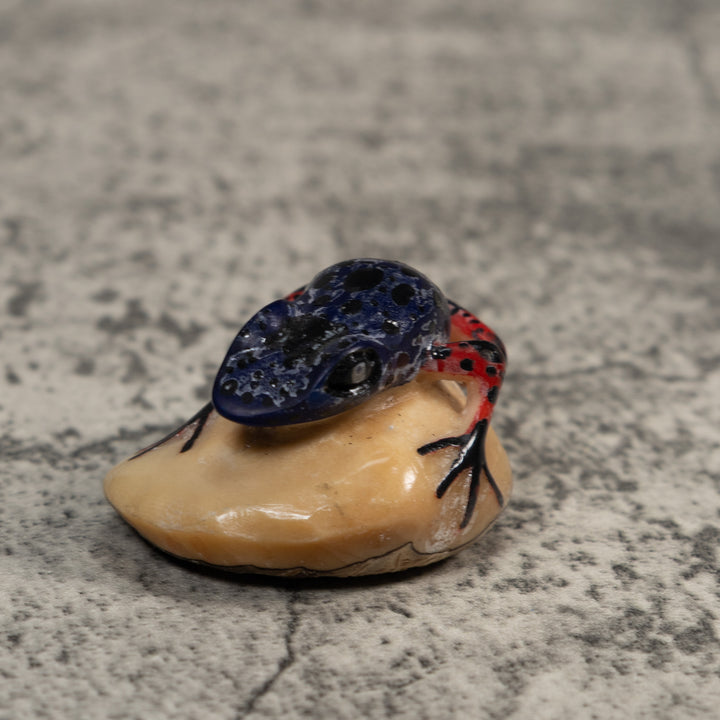 Red And Blue Poison Dart Frog Tagua Carving